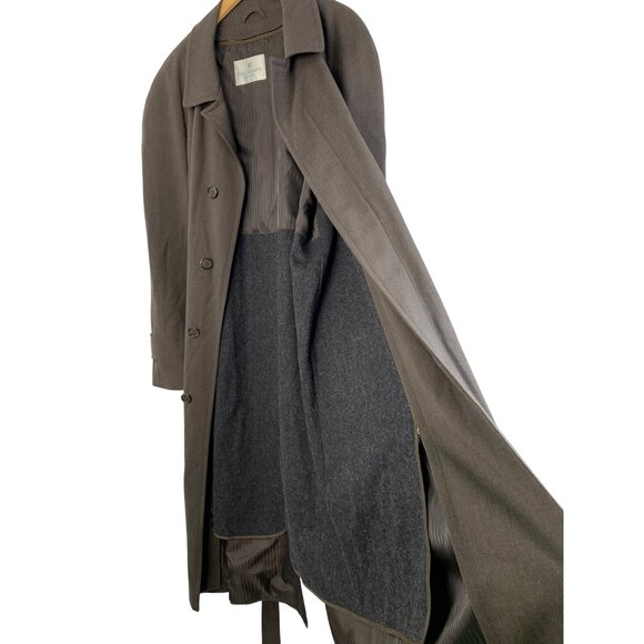 Rare Vintage Y2K Bill Blass Mens Trench Coat 48R Wool Single Breast Zip Away - Picture 5 of 16